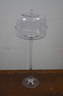 Vintage 20th Century Glass Cake Cloche Stand