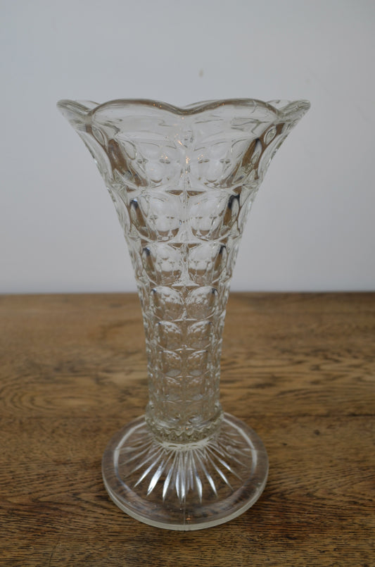 Vintage Tall Pressed Glass Vase