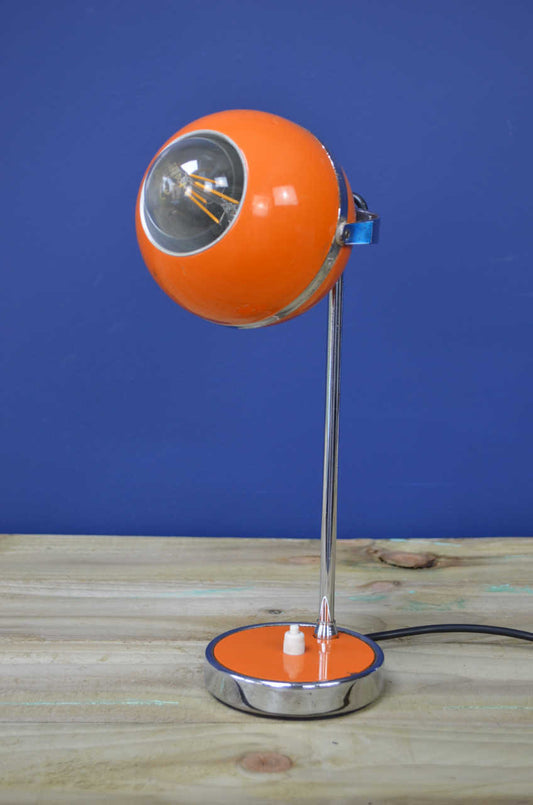 Original Mid Century Eyeball Orange and Chrome Desk Lamp