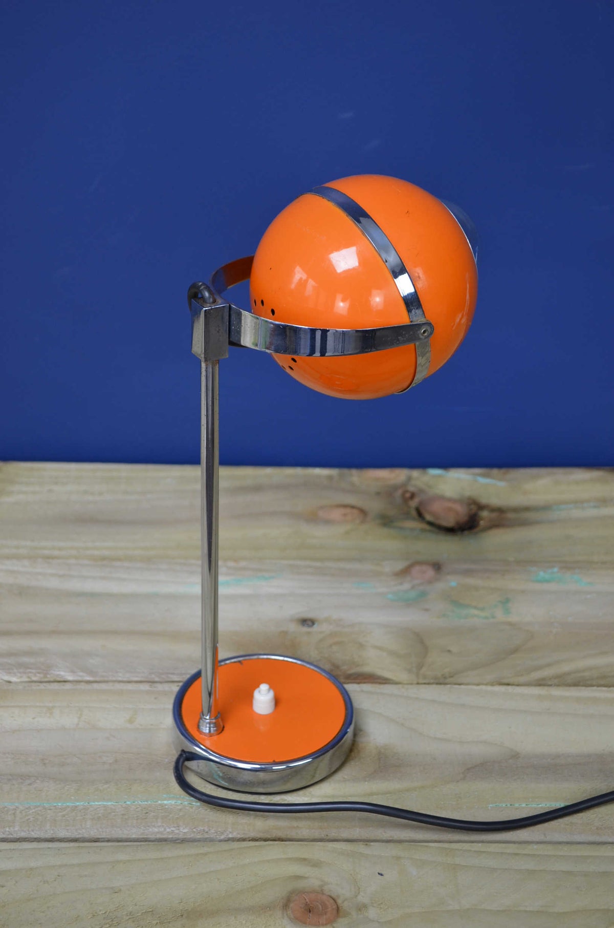 Original Mid Century Eyeball Orange and Chrome Desk Lamp