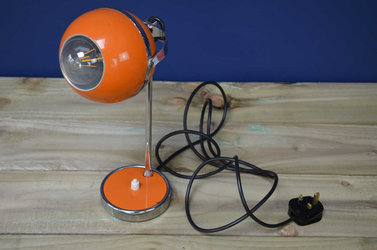Original Mid Century Eyeball Orange and Chrome Desk Lamp