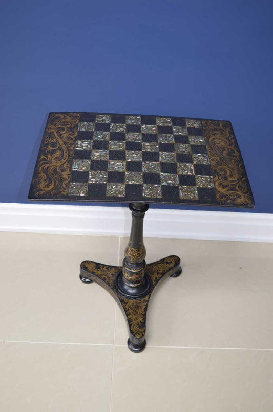 Victorian Ebonised Papier Mache Games Table