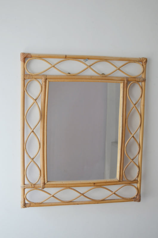vintage rattan cane bamboo mirror