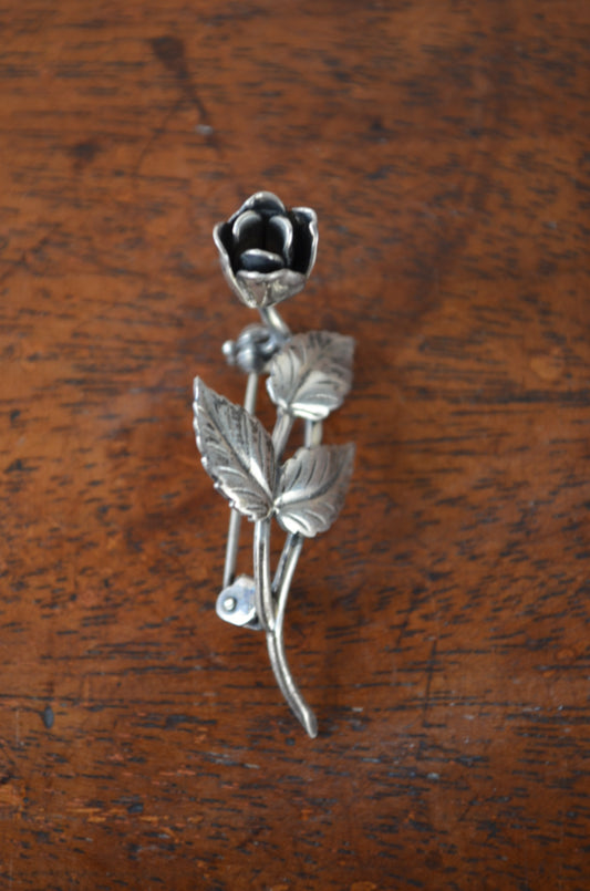 Danish Silver Rose Brooch