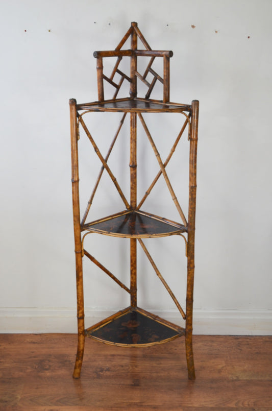 Antique Bamboo Corner Shelves