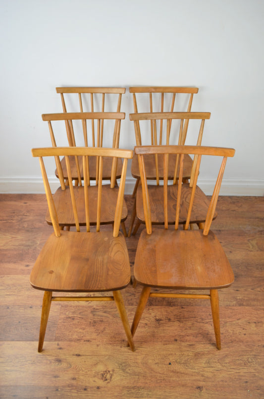 A set of six 1960s Ercol stick back model 391