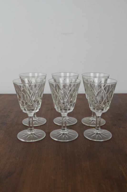 Set Of 6 Vintage Wine Glasses