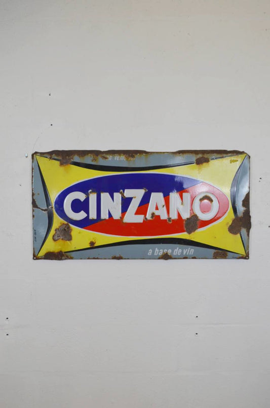Mid Century Enamel Cinzano Advertising Sign